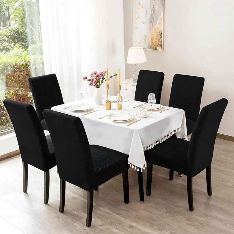 SET DE 6 FUNDAS ELASTICAS PARA SILLAS DE COMEDOR CON TEXTURA SPANDEX - 3