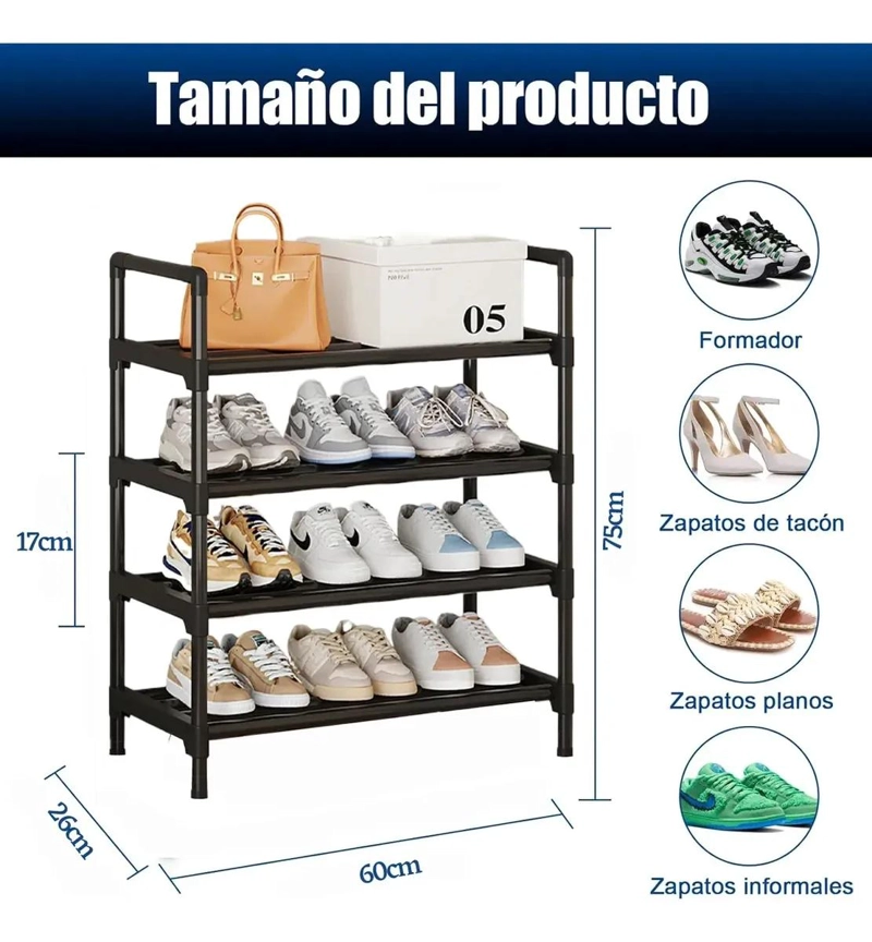 ORGANIZADOR DE ZAPATOS DE 4 NIVELES CON DISEÑO ARMABLE Y RESISTENTE - 3