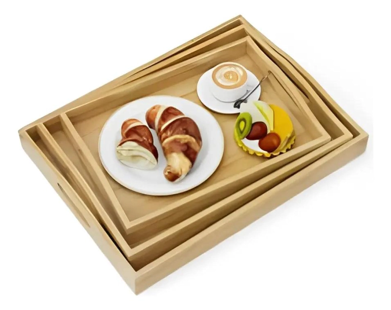 SET DE 3 BANDEJAS PARA SERVIR DESAYUNO PICNIC Y APERITIVOS - 1