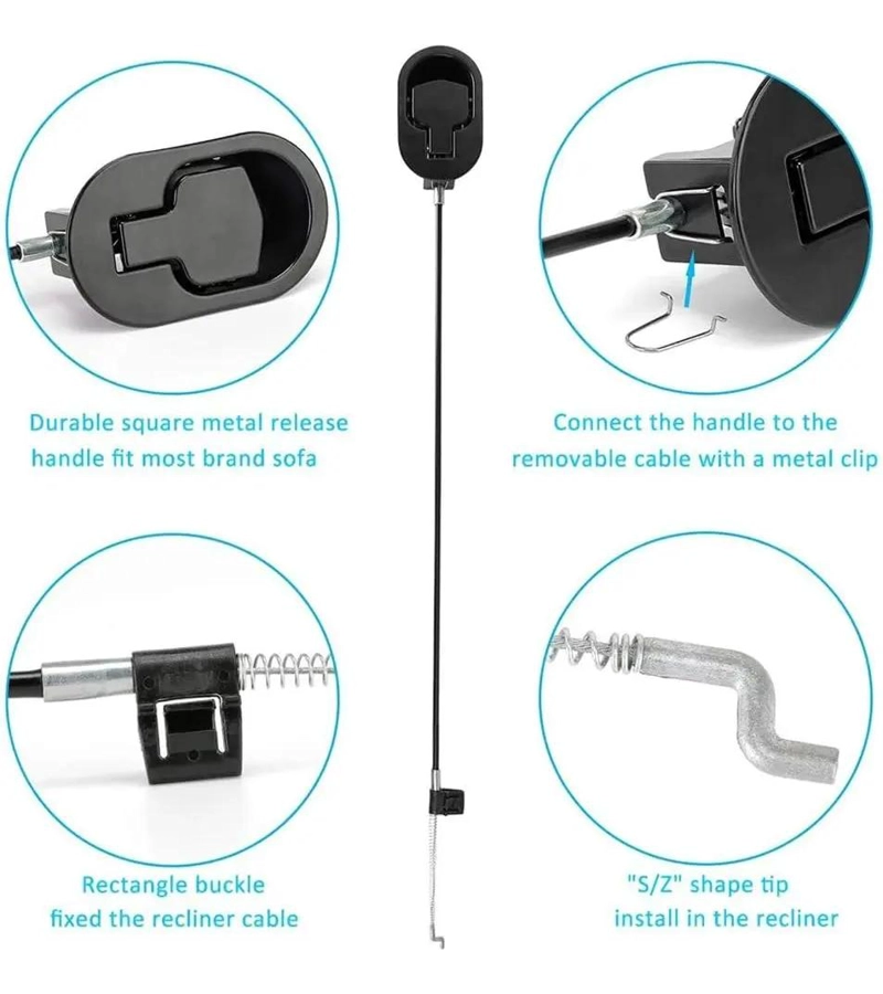 PALANCA METALICA PARA SILLON RECLINABLE TIPO BERGER CON CABLE RESISTENTE - 3