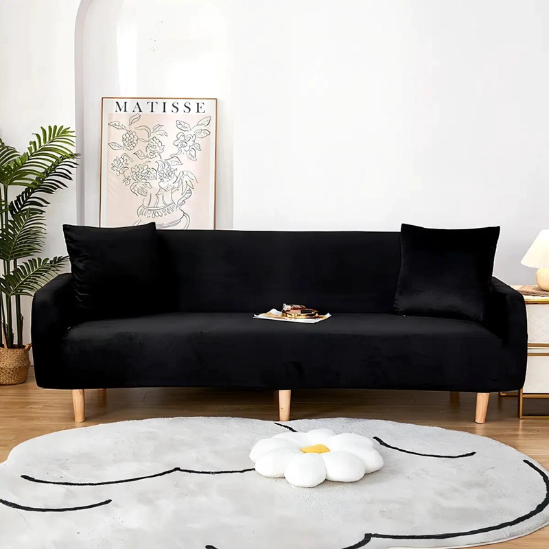 FUNDA ELASTICA GRUESA PARA SOFA DE 3 CUERPOS COLOR NEGRO - 1