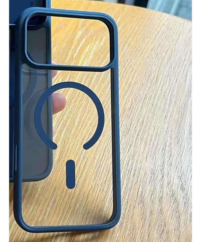 FUNDA MAGNE TICA TRANSLUCIDA CON BORDE AZUL PARA IPHONE 17 PRO MAX - 4