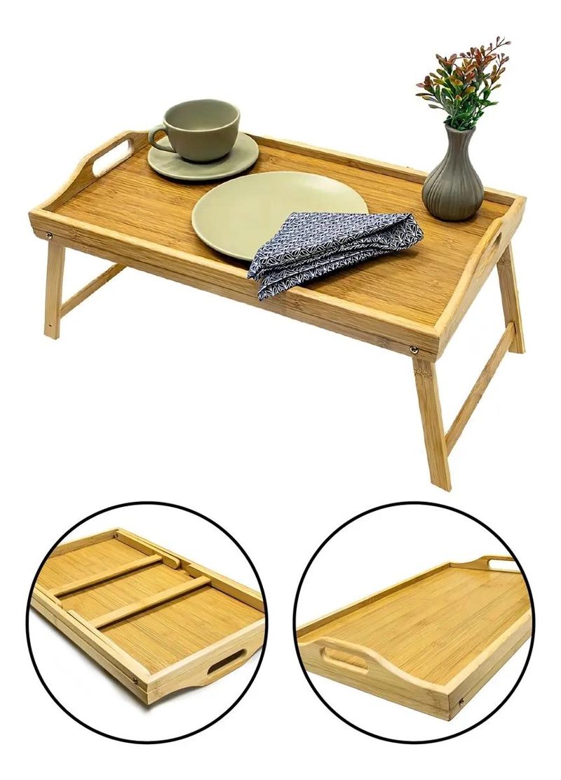 BANDEJA DE DESAYUNO DE BAMBU CON PATAS PLEGABLES PARA CAMA - 1