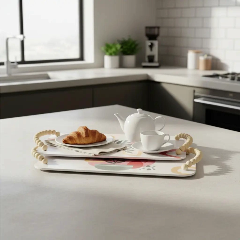 SET DE 2 BANDEJAS PARA SERVIR DESAYUNO TAMAÑOS 20X30 Y 25X15 CM - 2