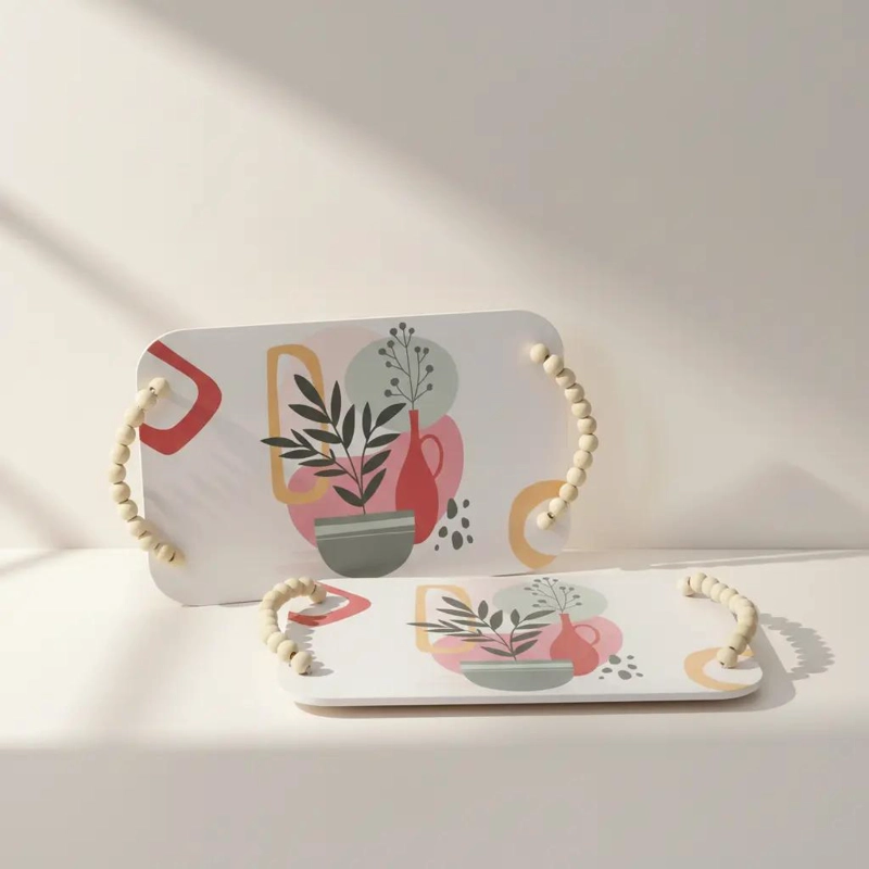 SET DE 2 BANDEJAS PARA SERVIR DESAYUNO TAMAÑOS 20X30 Y 25X15 CM - 3