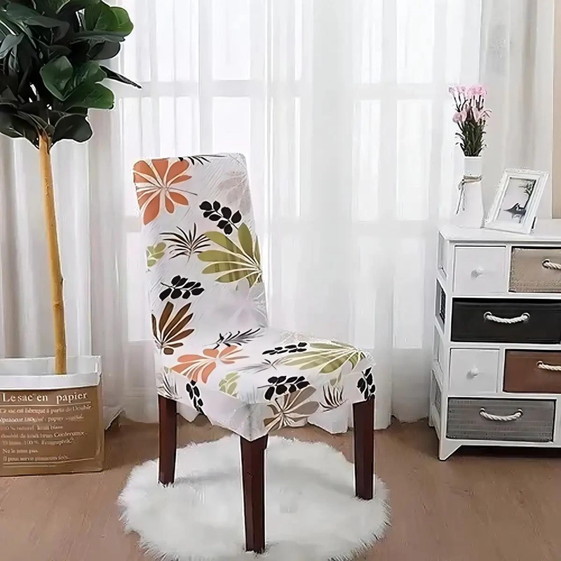 SET DE 6 FUNDAS PARA SILLA DE COMEDOR CON DISEÑO FLORAL EN SPANDEX - 1