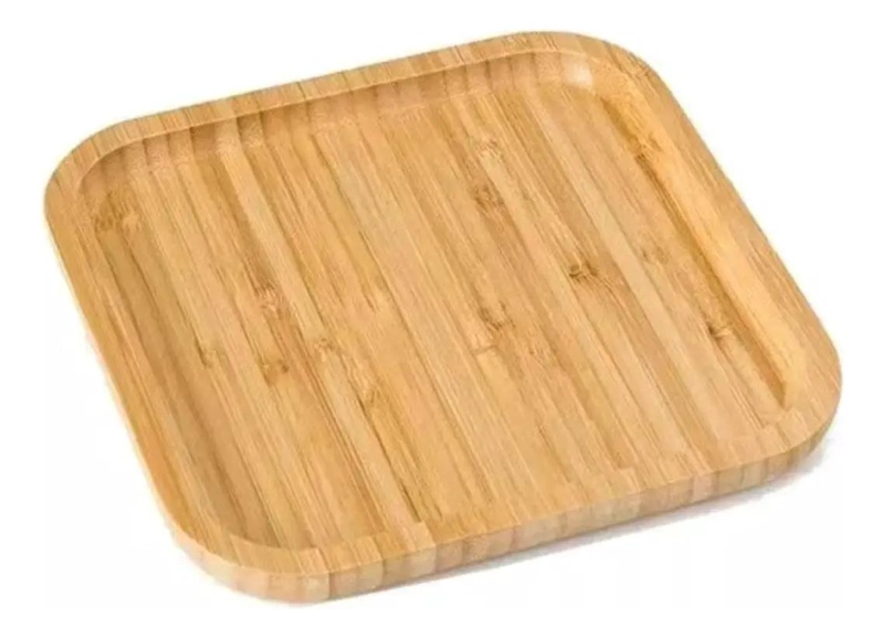 SET DE 2 BANDEJAS CUADRADAS RUSTICAS DE BAMBU DE 19 CM - 2