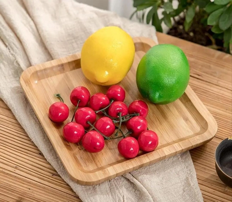SET DE 2 BANDEJAS CUADRADAS RUSTICAS DE BAMBU DE 19 CM - 3