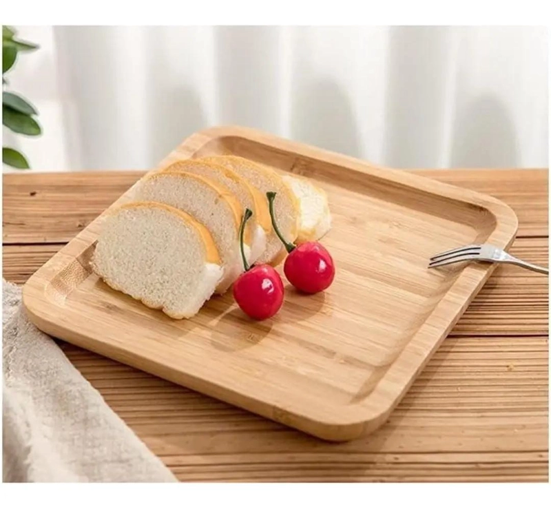 SET DE 2 BANDEJAS CUADRADAS RUSTICAS DE BAMBU DE 19 CM - 4
