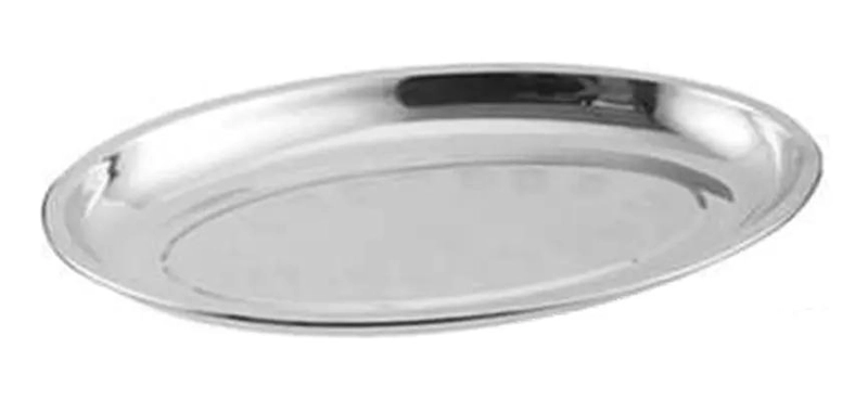 SET DE 12 BANDEJAS OVALADAS DE ACERO INOXIDABLE PARA ENSALADAS Y COMIDAS DE 30CM - 2