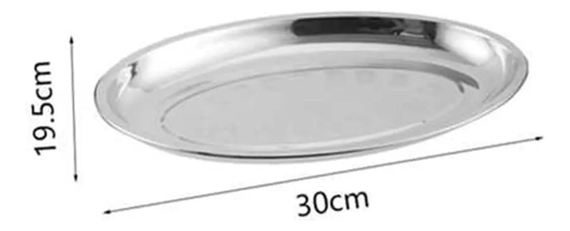 SET DE 12 BANDEJAS OVALADAS DE ACERO INOXIDABLE PARA ENSALADAS Y COMIDAS DE 30CM - 3
