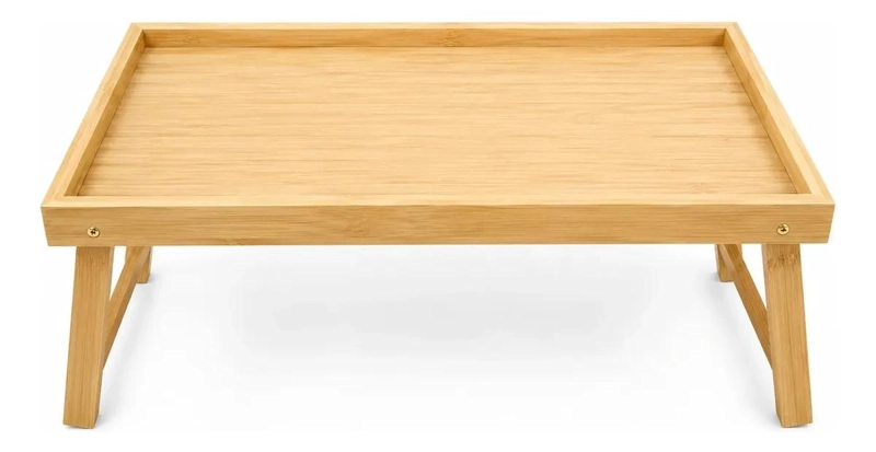 BANDEJA PARA DESAYUNO EN CAMA DE BAMBU CON MESA PLEGABLE - 1