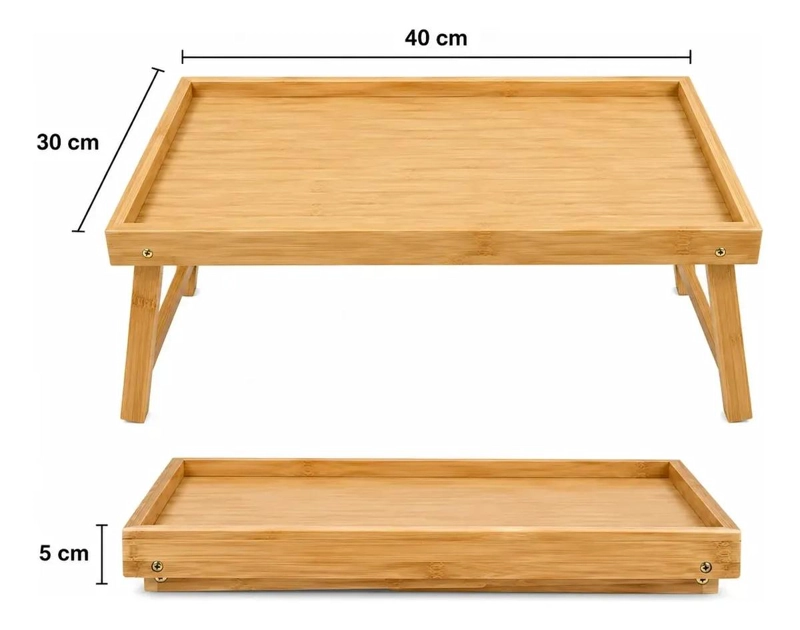 BANDEJA PARA DESAYUNO EN CAMA DE BAMBU CON MESA PLEGABLE - 2