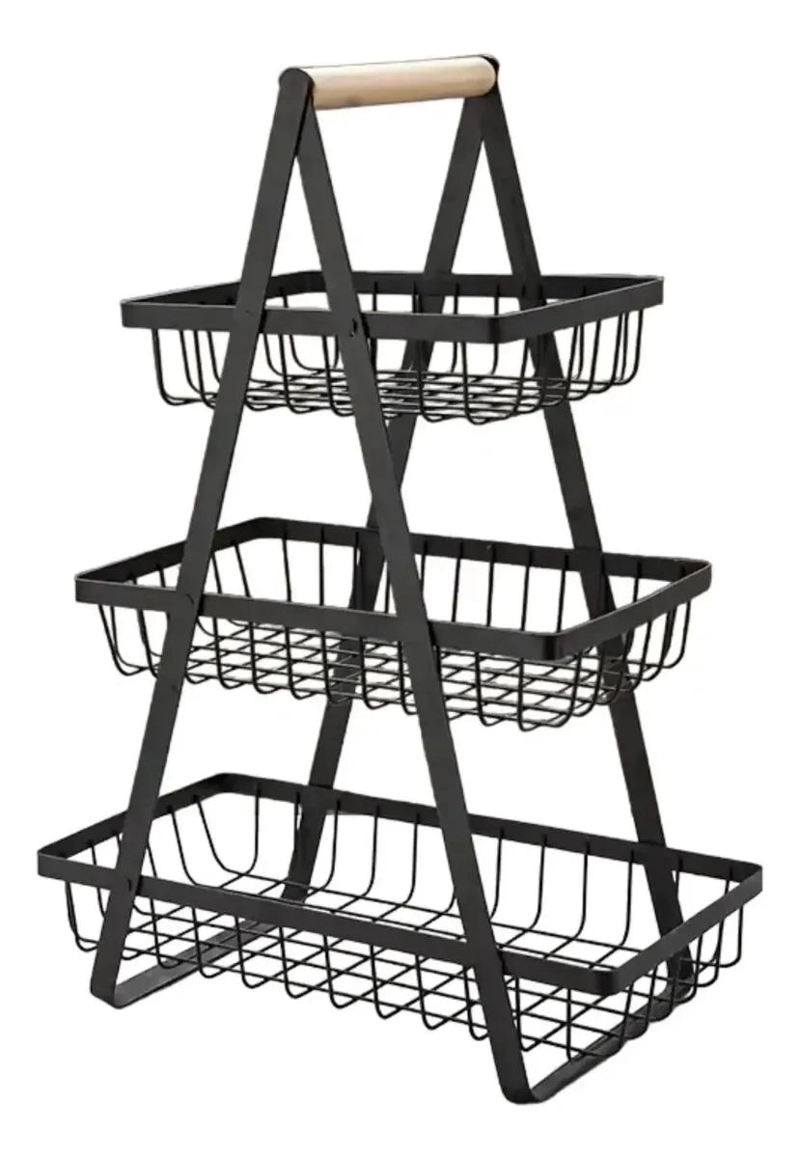 ORGANIZADOR MULTIUSO DE 3 NIVELES PARA FRUTAS Y VEGETALES COLOR NEGRO - 2