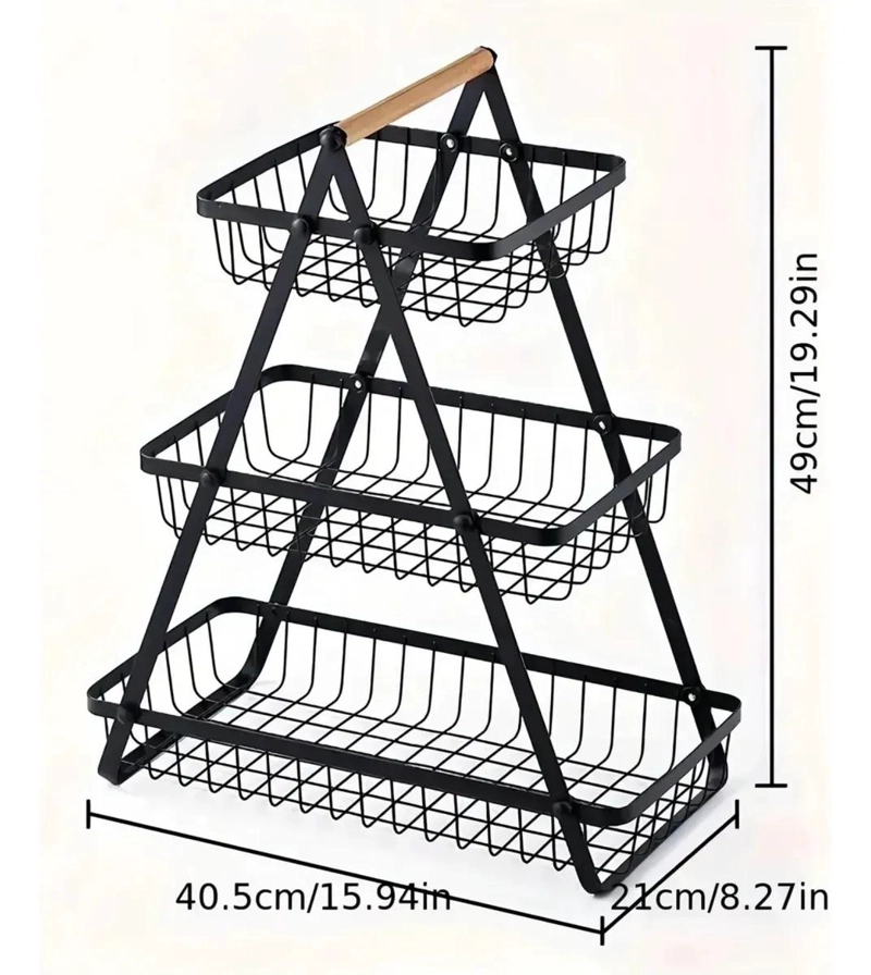 ORGANIZADOR MULTIUSO DE 3 NIVELES PARA FRUTAS Y VEGETALES COLOR NEGRO - 5