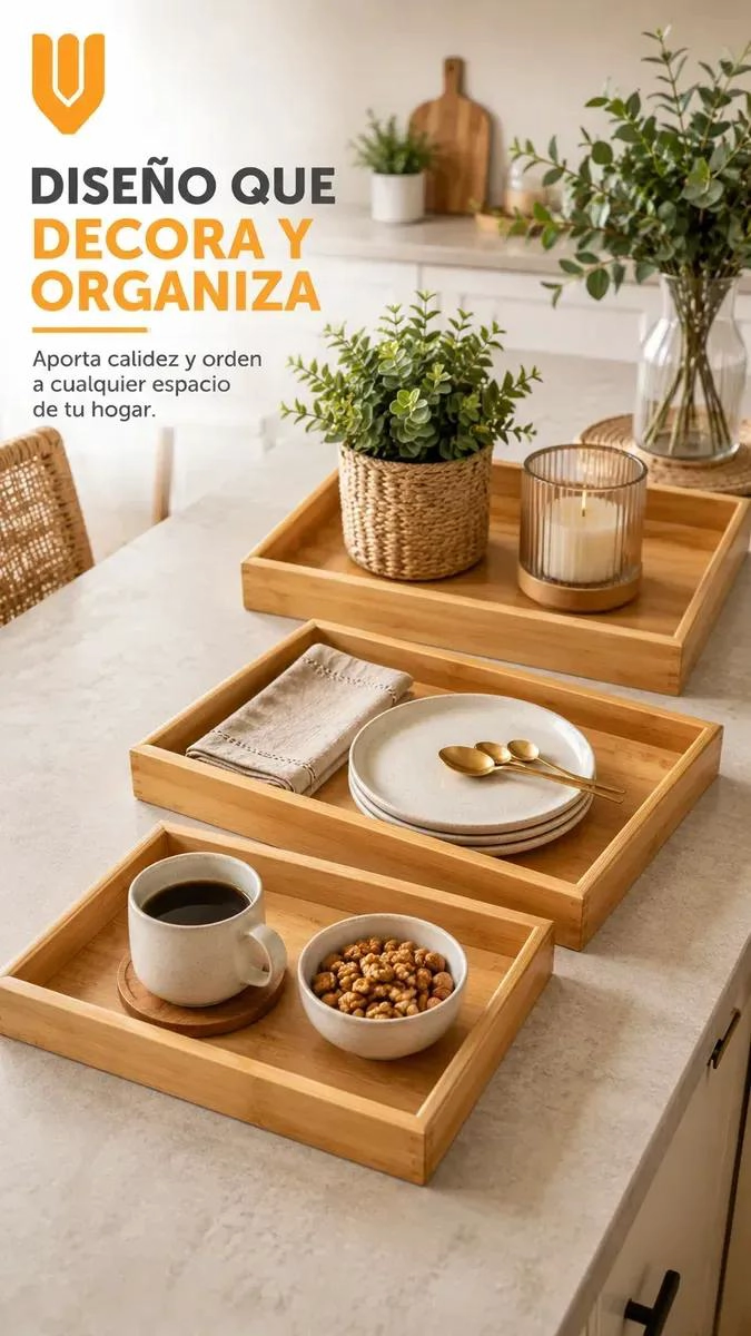 SET DE 3 BANDEJAS RECTANGULARES DE BAMBU PARA DESAYUNO Y USO MULTIPLE - 2