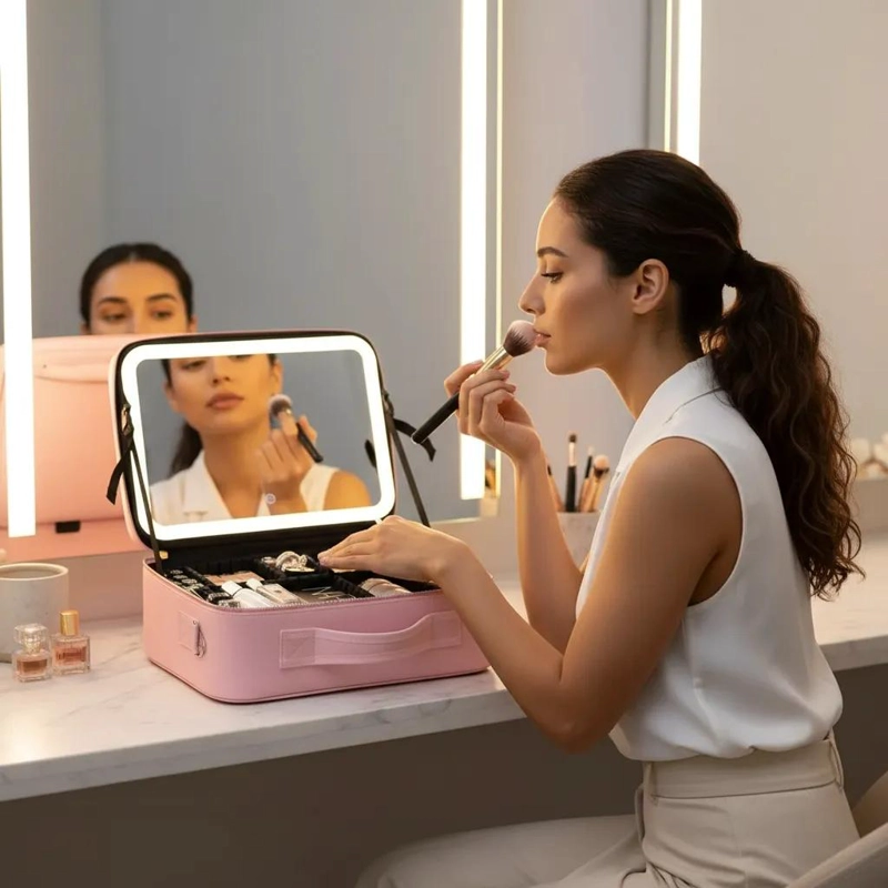 ORGANIZADOR DE MAQUILLAJE CON LUZ LED PARA COSME TICOS - 3