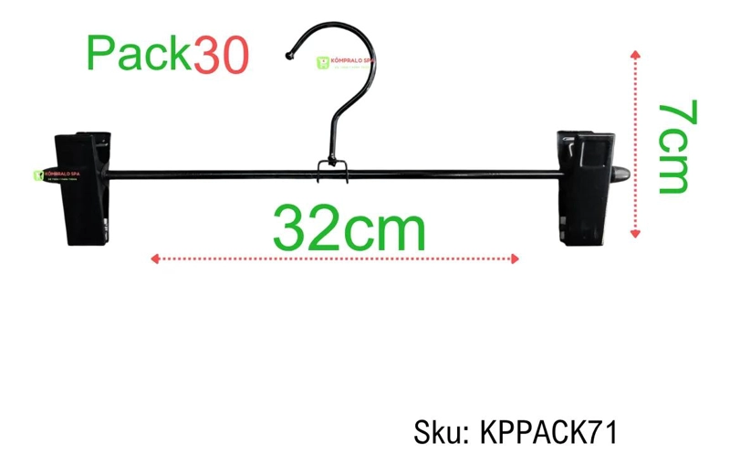 SET DE 30 COLGADORES METALICOS NEGROS PARA PANTALONES DE 32 CM - 2