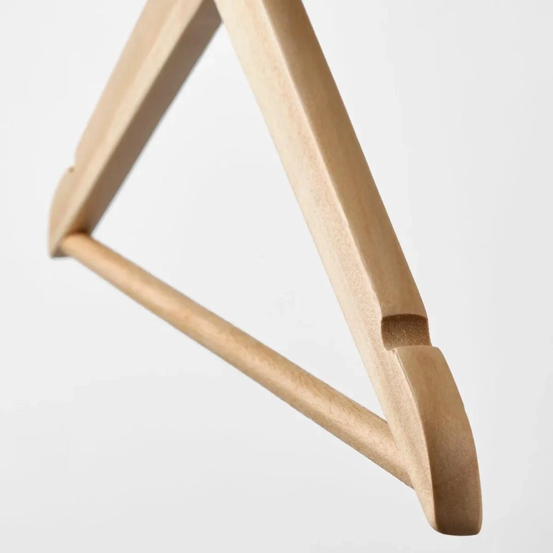 SET DE 8 COLGADORES DE MADERA MACIZA NATURAL PARA ROPA DE 43 CM - 4
