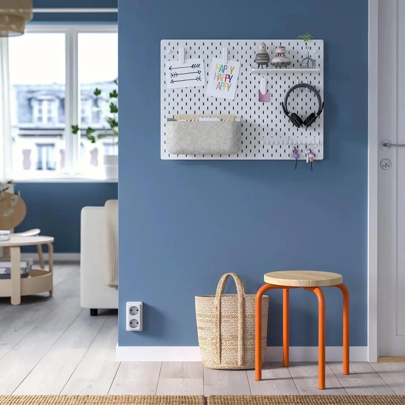 CANASTO ORGANIZADOR DE PARED GRIS EN POLIE STER 34X17X11 CM - 4