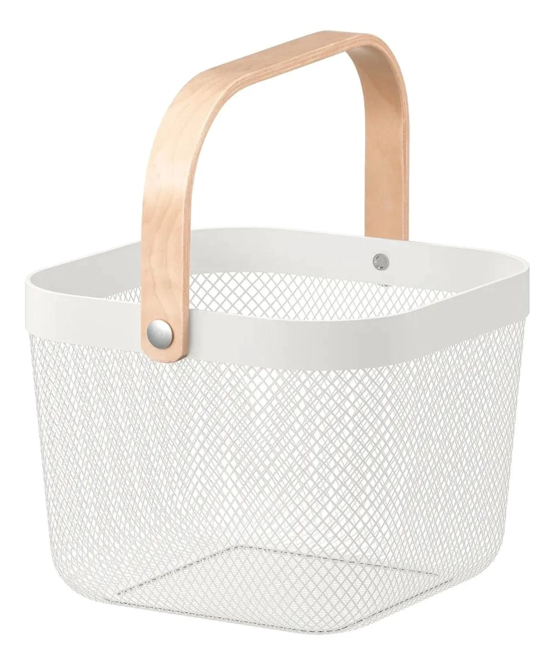 CANASTO ORGANIZADOR DE ACERO BLANCO CON REJILLA 25X26X18 CM - 1