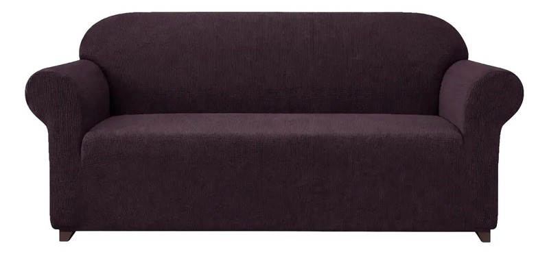FUNDA PROTECTORA PARA SOFA DE CUATRO CUERPOS EN TELA CUADRILLE  CAFE - 1