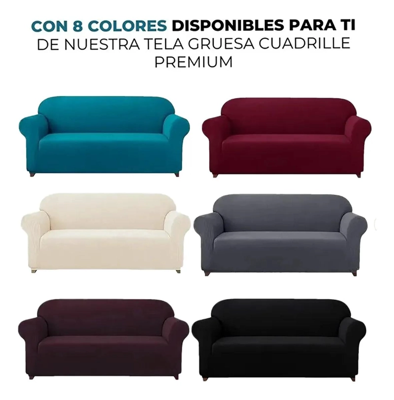 FUNDA PROTECTORA PARA SOFA DE CUATRO CUERPOS EN TELA CUADRILLE  CAFE - 5