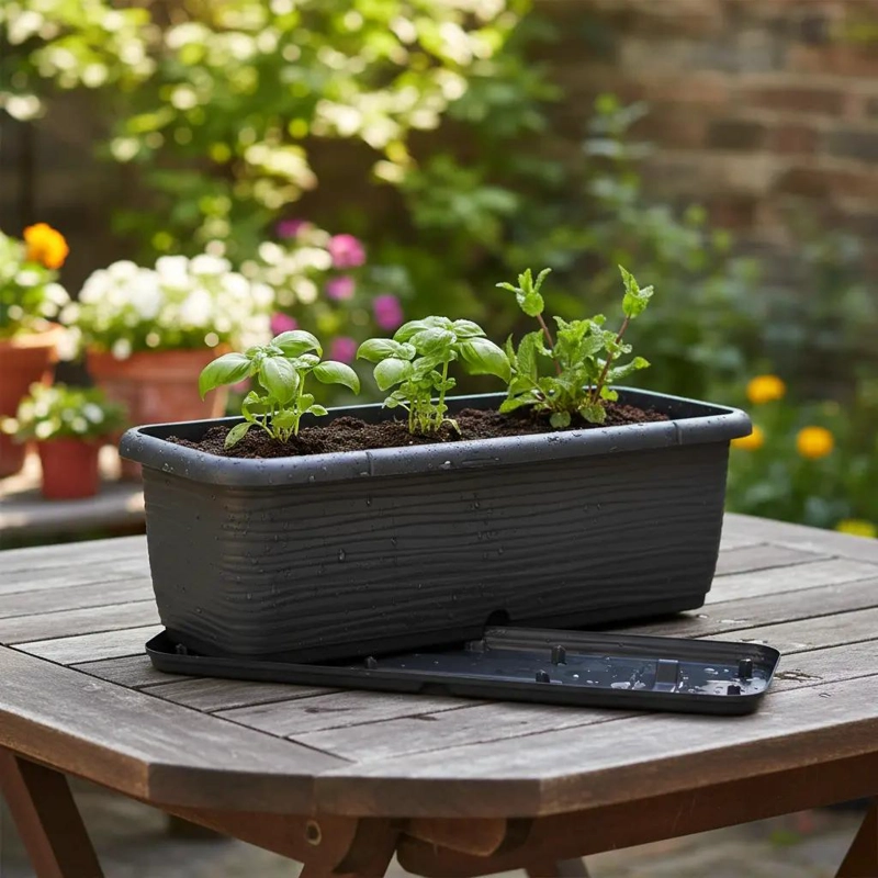 SET DE 2 MACETEROS COLGANTES PARA BALCON CON BANDEJA DE DRENAJE DE 51 CM - 1