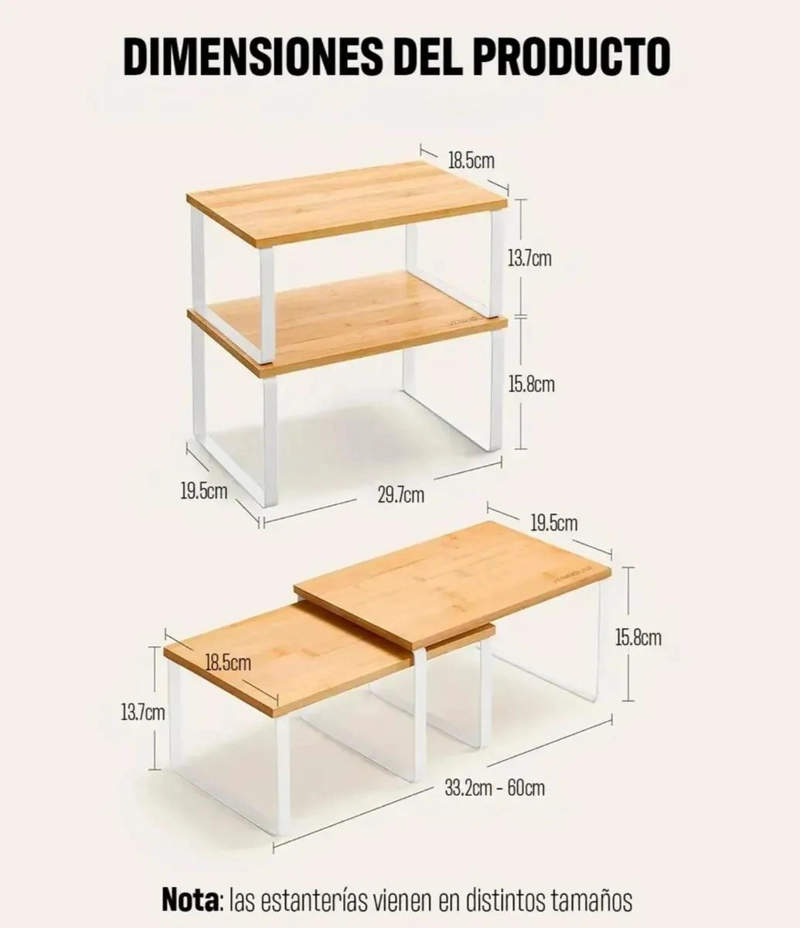 ORGANIZADOR APILABLE CON 2 REPISAS PARA VAJILLA Y LOZA - 2