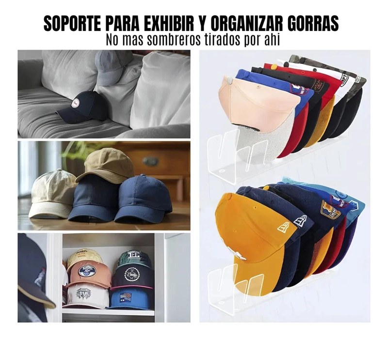 ORGANIZADOR ACRILICO PARA GORRAS CON 7 RANURAS PARA ALMACENAMIENTO - 5