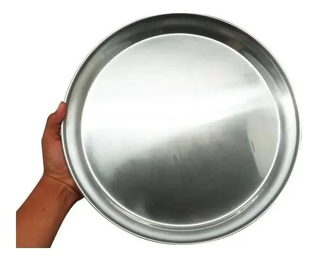 BANDEJA REDONDA DE ACERO INOXIDABLE PARA PIZZA DE 40 CM DE DIAMETRO - 2