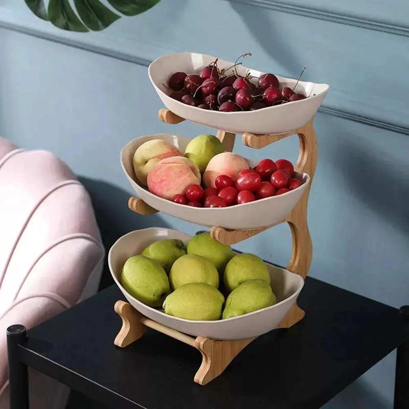 FRUTERO DE 3 NIVELES CON BANDEJAS ESCALONADAS EN COLOR BEIGE - 2