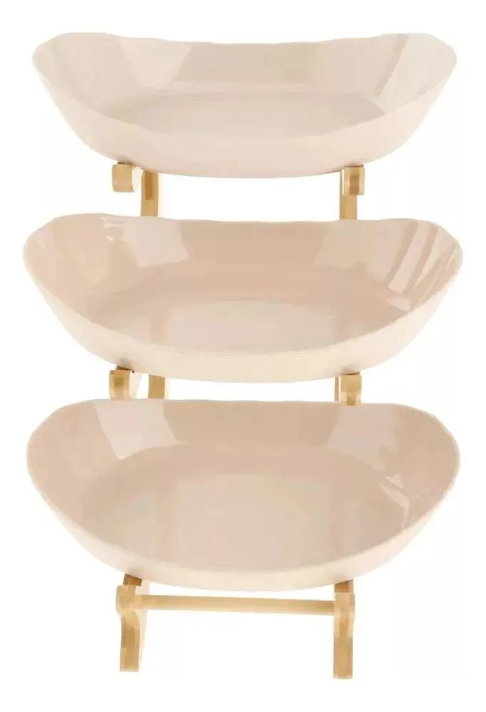 FRUTERO DE 3 NIVELES CON BANDEJAS ESCALONADAS EN COLOR BEIGE - 3