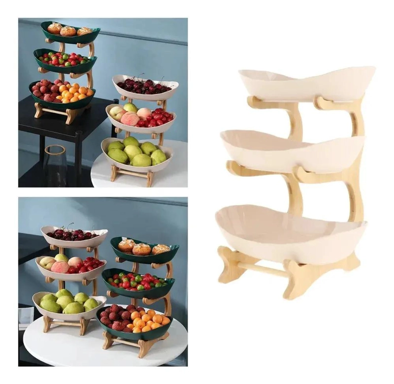 FRUTERO DE 3 NIVELES CON BANDEJAS ESCALONADAS EN COLOR BEIGE - 4