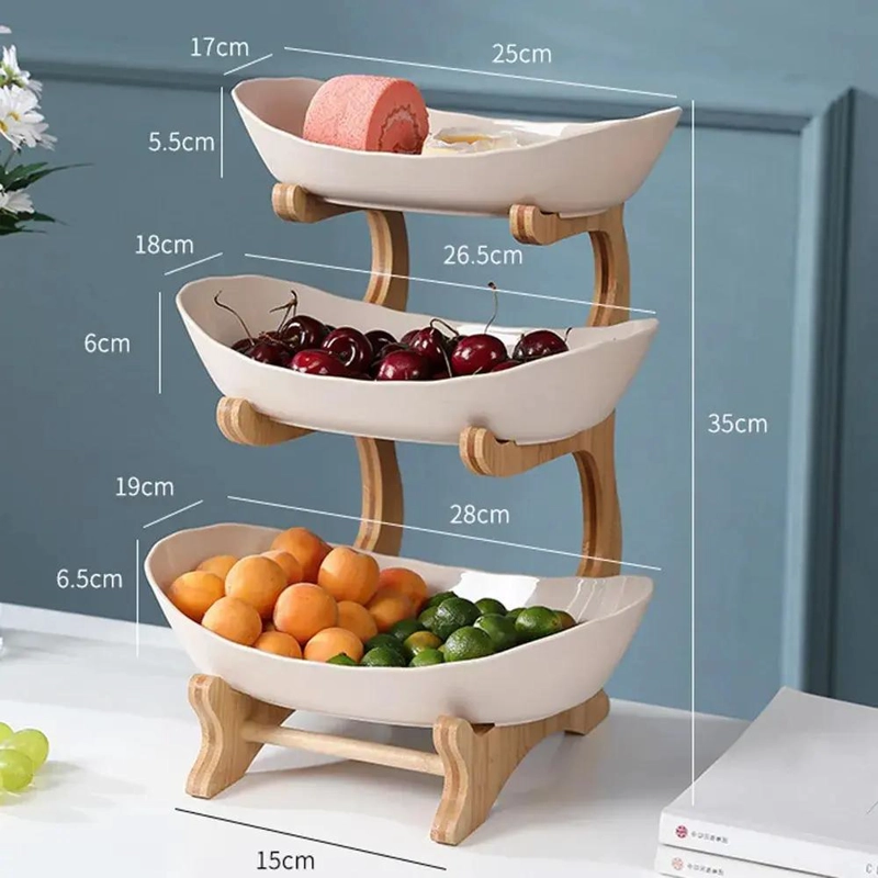 FRUTERO DE 3 NIVELES CON BANDEJAS ESCALONADAS EN COLOR BEIGE - 5