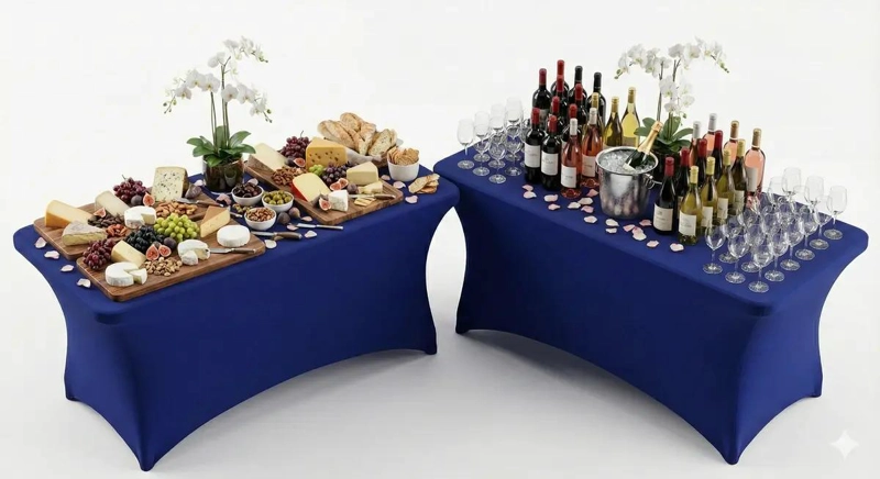 PACK DE 2 FUNDAS PARA MANTEL SPANDEX COLOR AZUL 183X75X75 CM - 2