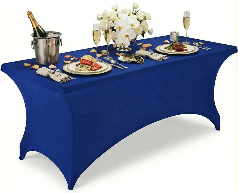 PACK DE 2 FUNDAS PARA MANTEL SPANDEX COLOR AZUL 183X75X75 CM - 3