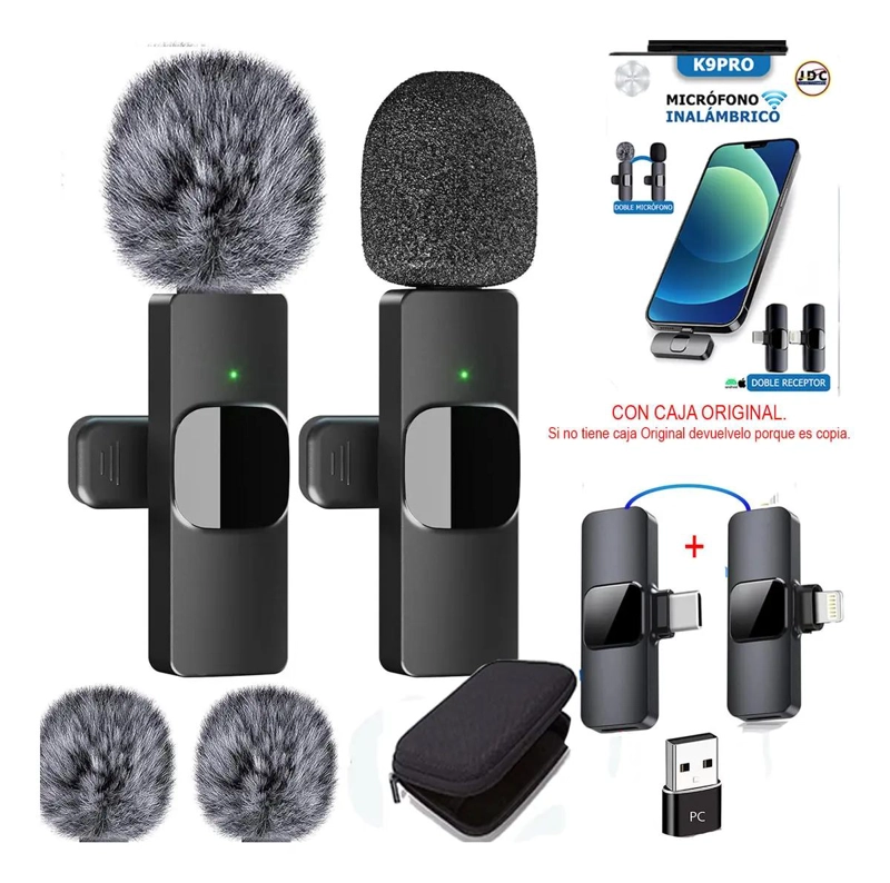 MICROFONO INALAMBRICO DE SOLAPA PARA IPHONE CON DOS MICROFONOS LAVALIER - 1