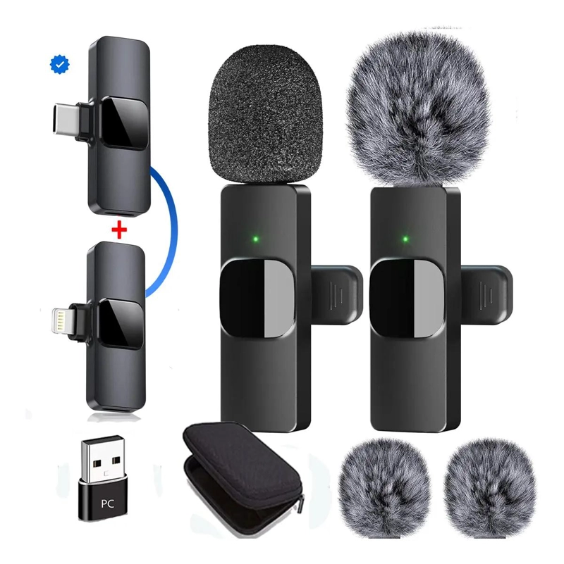 MICROFONO INALAMBRICO DE SOLAPA PARA IPHONE CON DOS MICROFONOS LAVALIER - 2