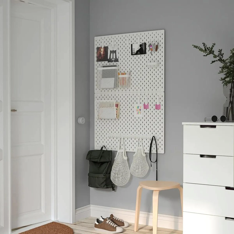 SET DE 3 CESTOS ORGANIZADORES DE METAL BLANCO PARA PARED 24X21 CM - 2