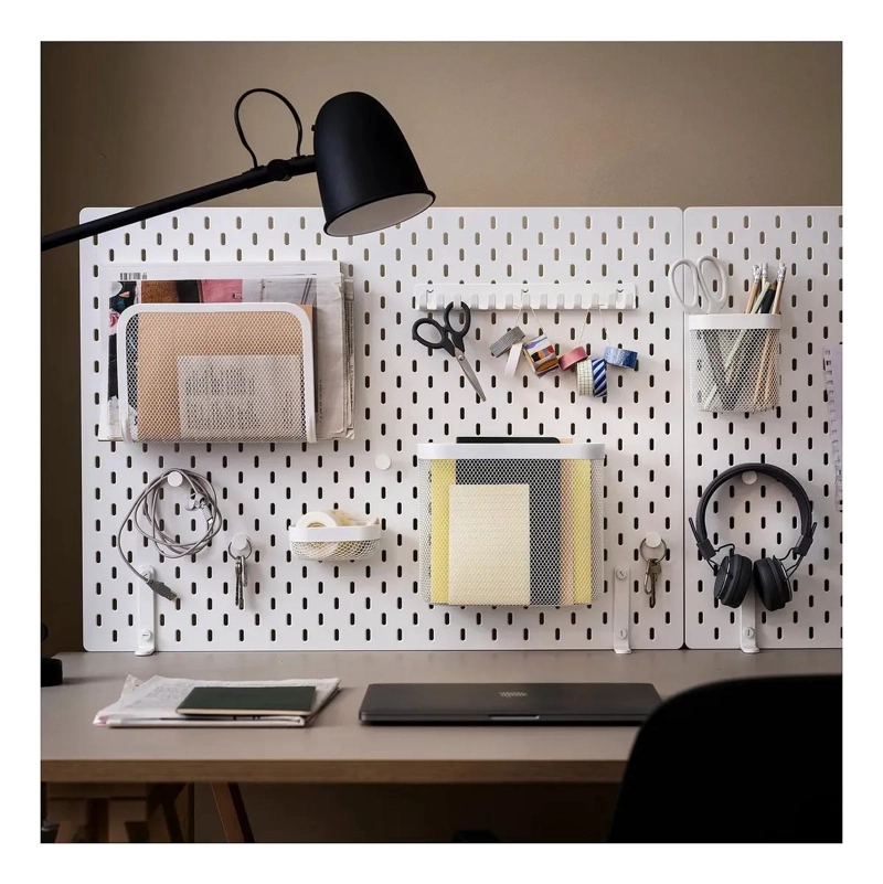 SET DE 3 CESTOS ORGANIZADORES DE METAL BLANCO PARA PARED 24X21 CM - 4