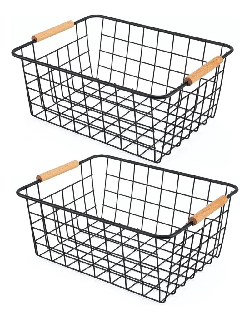 SET DE 2 CANASTOS ORGANIZADORES PARA ROPA Y ALIMENTOS EN COCINA - 1