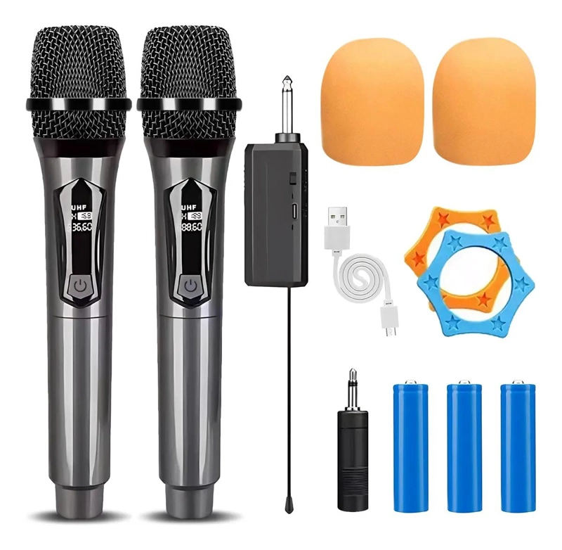 MICROFONO INALAMBRICO DINAMICO CARDIOIDE PARA KARAOKE 2 UNIDADES - 1