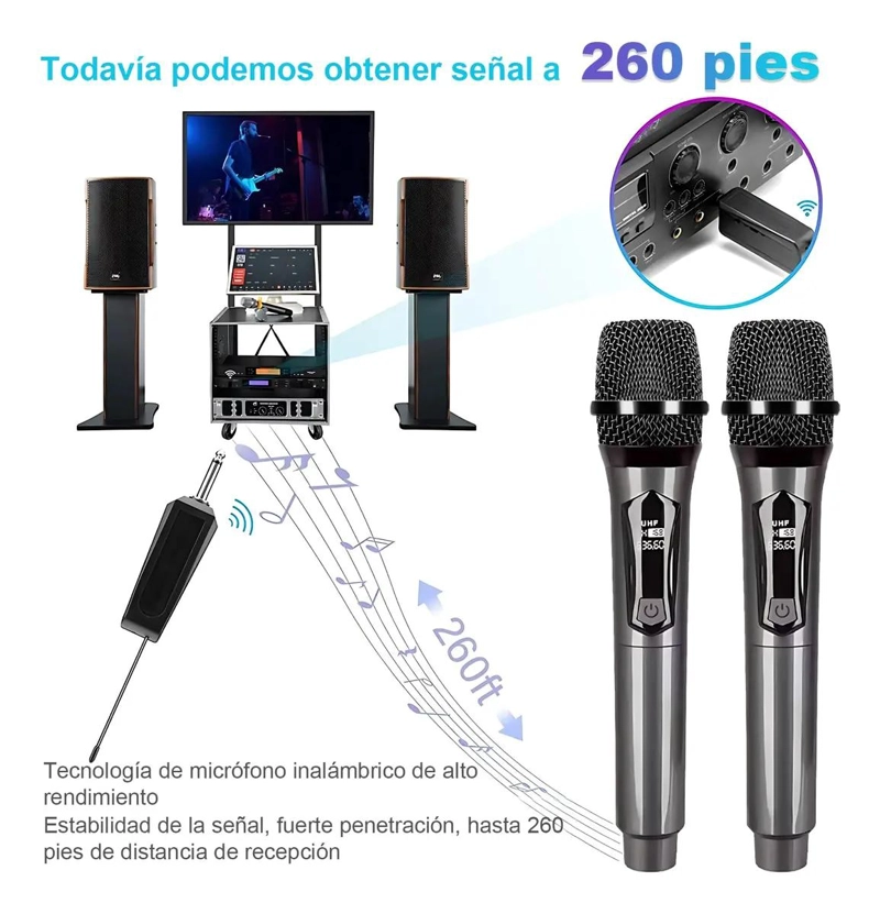 MICROFONO INALAMBRICO DINAMICO CARDIOIDE PARA KARAOKE 2 UNIDADES - 3