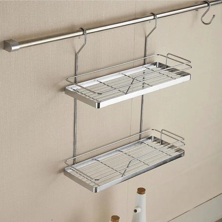 CANASTILLOS DOBLES MULTIUSO DE ACERO PARA ORGANIZACION EN COCINA Y BAÑO - 2