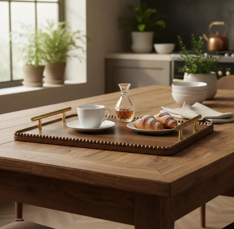 SET DE 2 BANDEJAS DE BAMBU PARA DESAYUNO Y USO MULTIPLE - 2