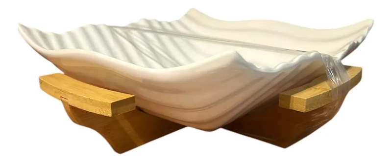 FRUTERO DE MESA CERAMICO CON BASE DE 27 CM COLOR BLANCO ELEGANTE - 1
