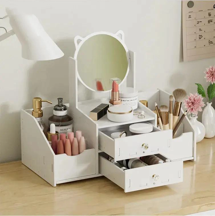 ORGANIZADOR DE MAQUILLAJE CON ESPEJO Y COMPARTIMENTOS AJUSTABLES - 2
