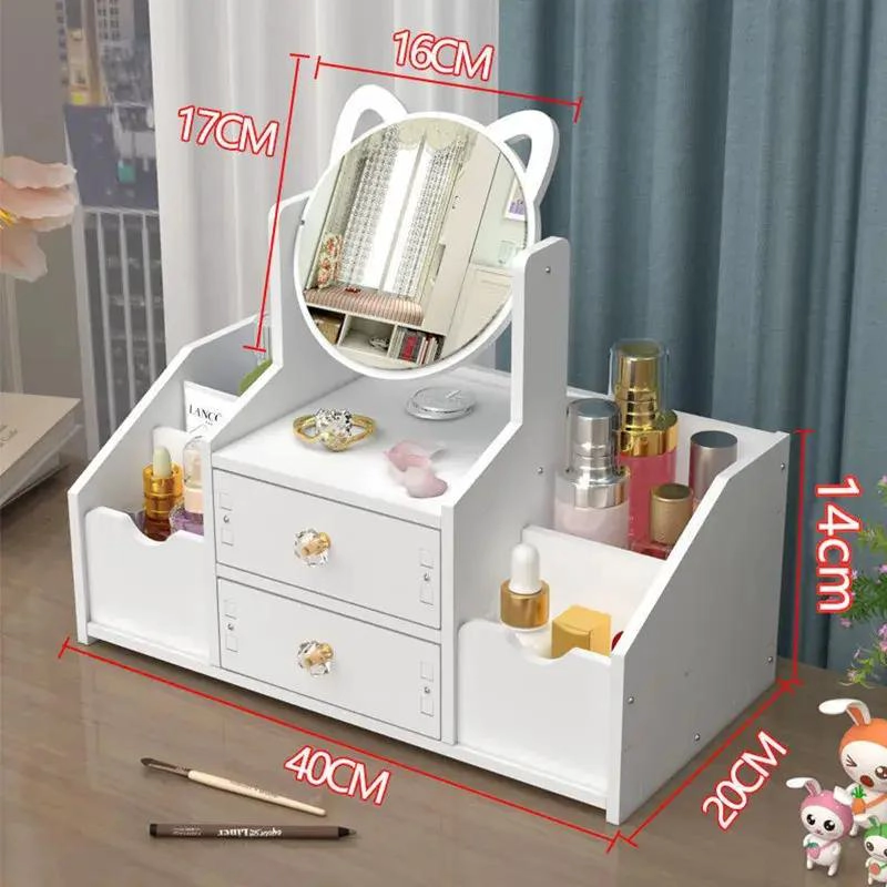 ORGANIZADOR DE MAQUILLAJE CON ESPEJO Y COMPARTIMENTOS AJUSTABLES - 3