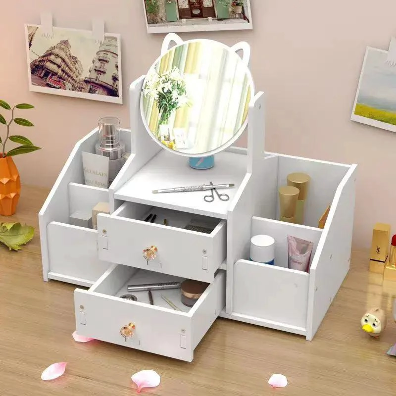 ORGANIZADOR DE MAQUILLAJE CON ESPEJO Y COMPARTIMENTOS AJUSTABLES - 5